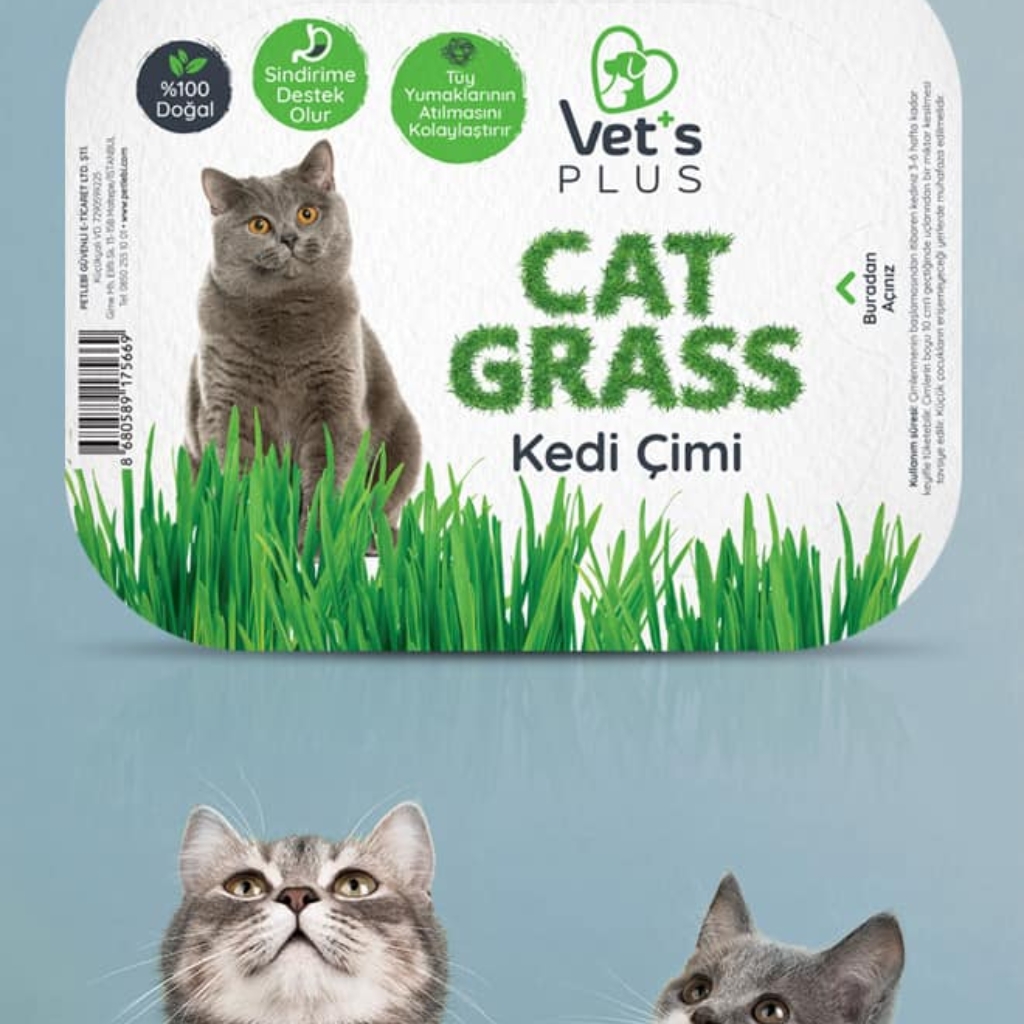 VET’S PLUS · Kedi Çimi Ambalaj Tasarımı